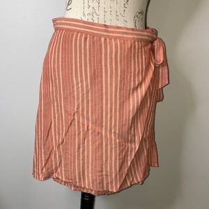 American Eagle- Wrap around skirt; red/orange-ish and cream horizontal stripes